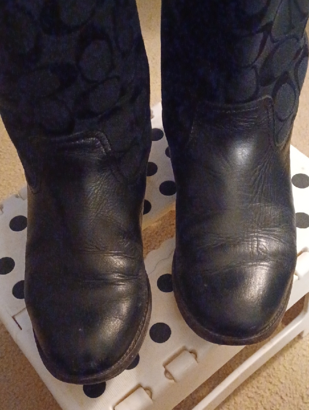 Coach Chrissi Signature Knee-High Black Boots Women's 6½ B Leather - Picture 4 of 10